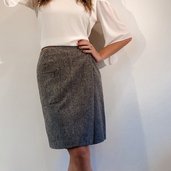 Wool Pencil Wrap Skirt - Picture 1 of 5
